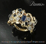 Water ring with Diamonds and Sapphires