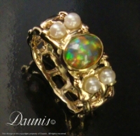 Woven Ring with Opal & Pearls