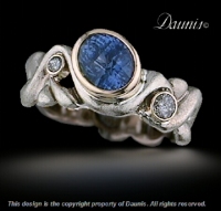Narrow Water ring with Blue Sapphire