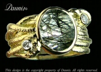 Atuik Wide Wrap ring gold Tourmalinated quartz and diamond